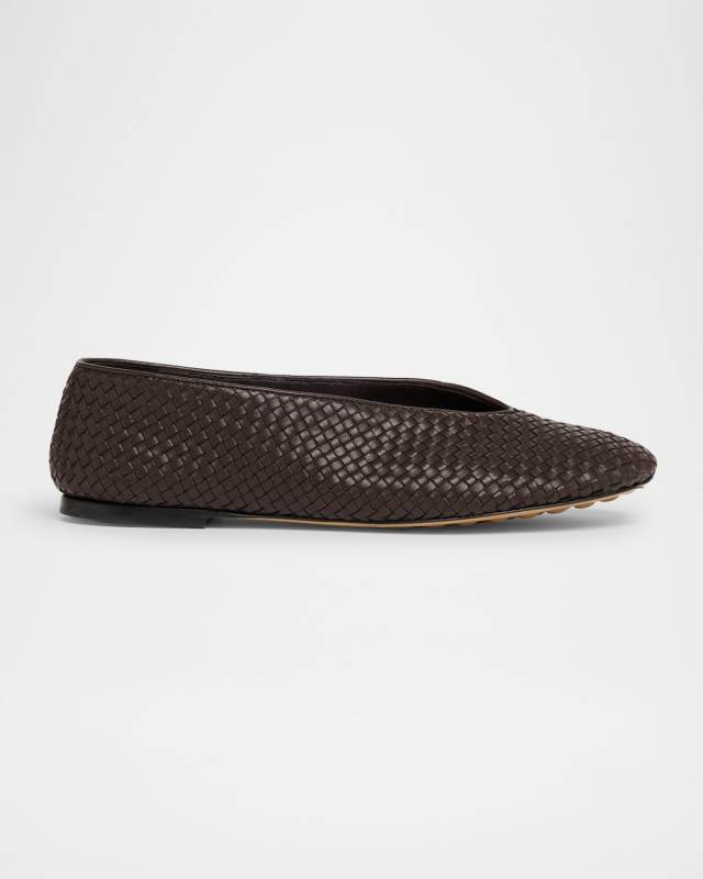 Micro Woven Nappa Leather Ballerina Flats